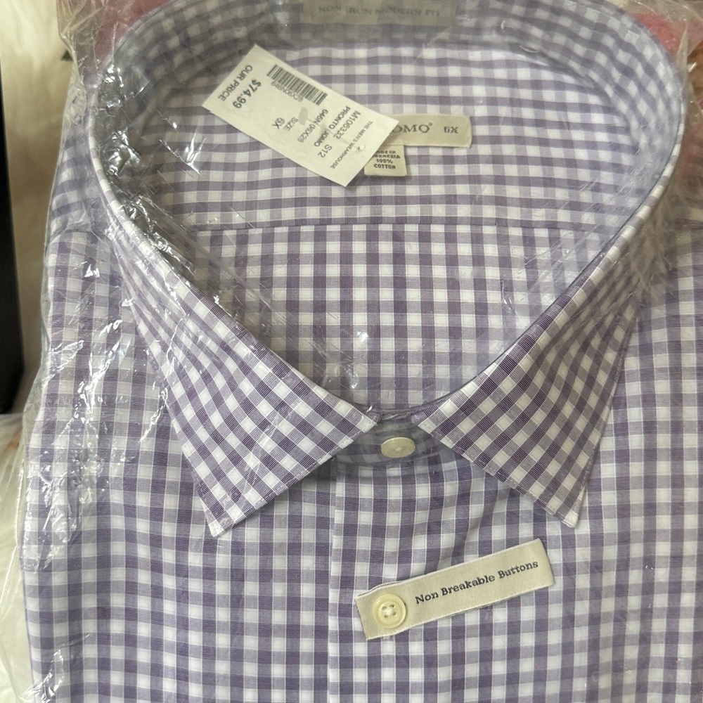 DXL Big and Tall. Well Dressed Elegant Men's Purple Checkered Shirt. - Picture 16 of 16